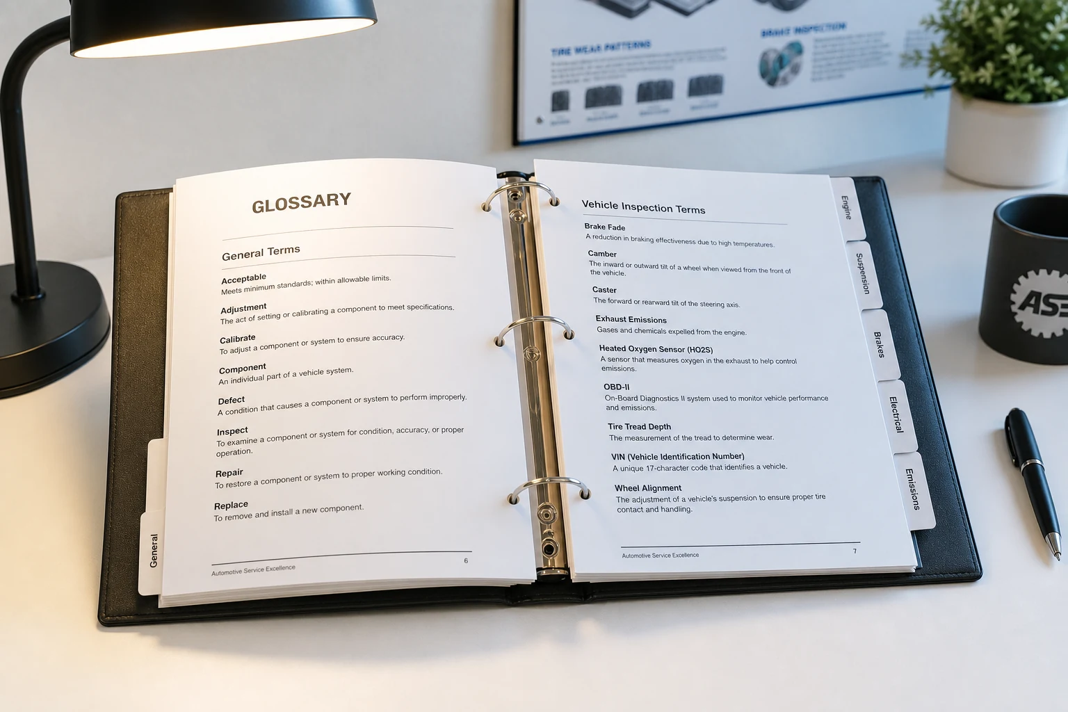Glossar zur HU-Vorbereitung auf hellem Werktisch